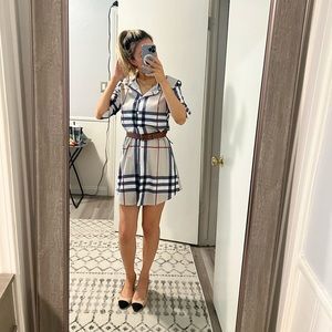 Square pattern t shirt dress (belt not included)